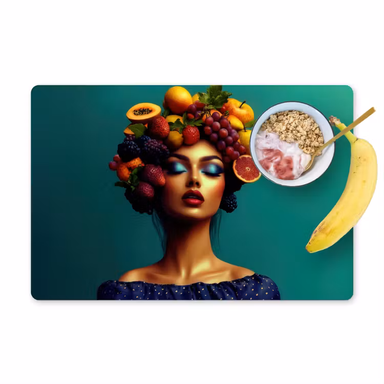 Placemat - 6 stuks - Vrouw - Hoodtooi - Tropisch - Fruit - Druiven — 1