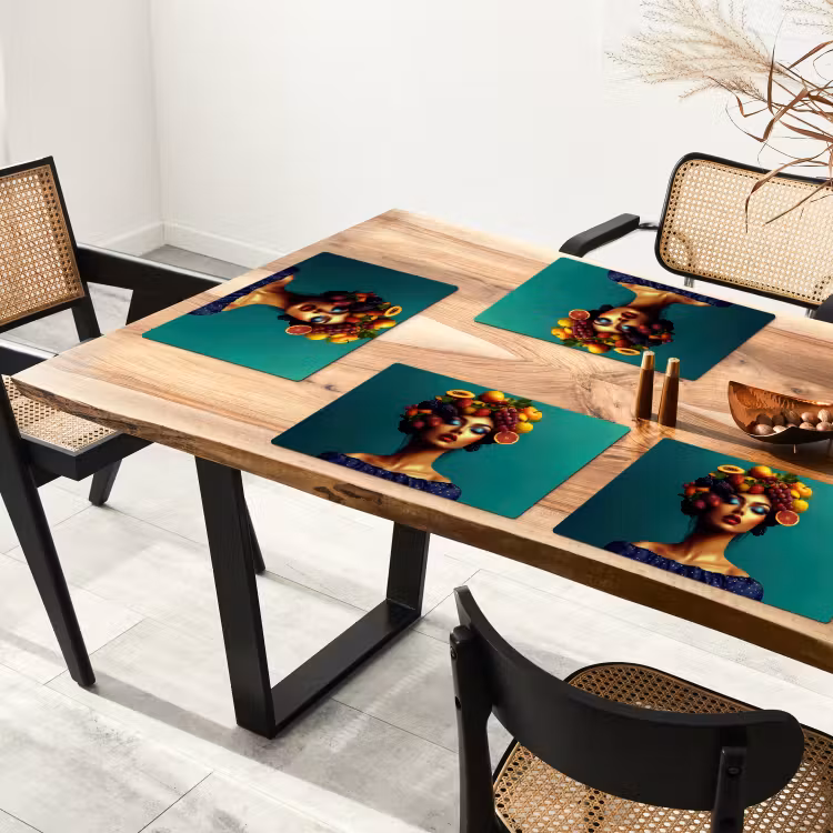 Placemat - 6 stuks - Vrouw - Hoodtooi - Tropisch - Fruit - Druiven — 5