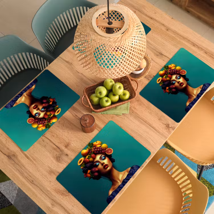 Placemat - 6 stuks - Vrouw - Hoodtooi - Tropisch - Fruit - Druiven — 6