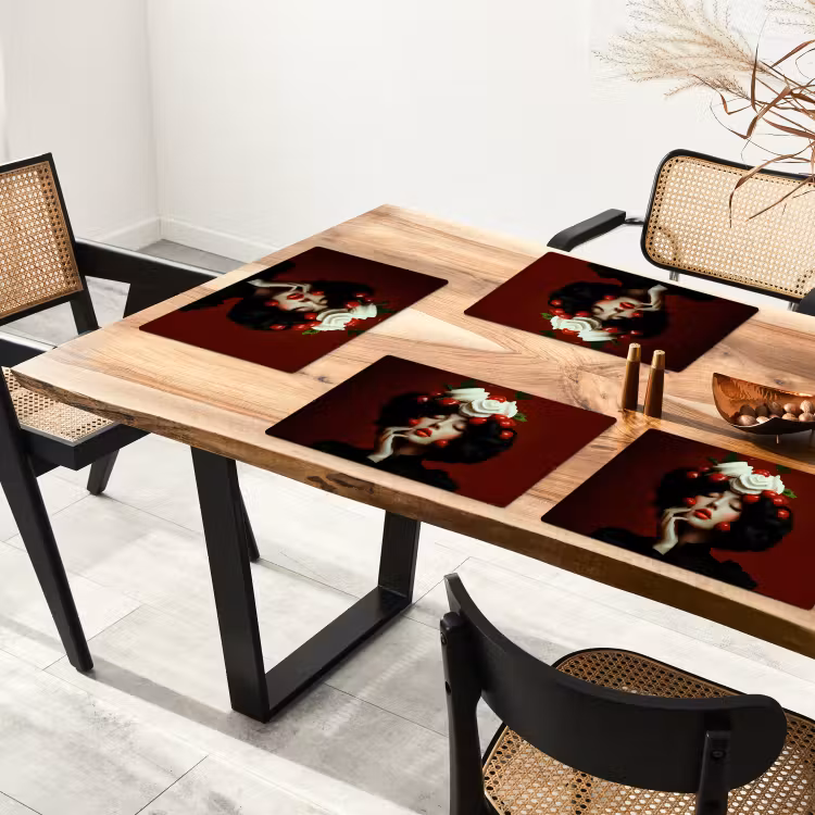 Placemat - 6 stuks - Vrouw - Kersen - Slagroom — 5
