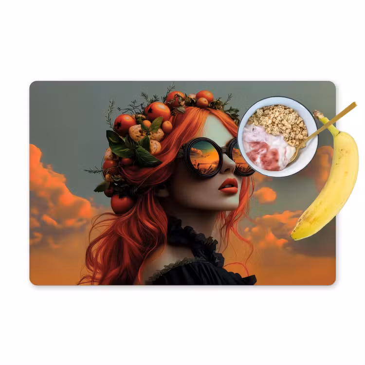 Placemat - 6 stuks - Vrouw - Kroon - Tomaat - Bascilicum - Zonnebril — 1