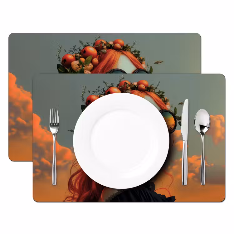 Placemat - 6 stuks - Vrouw - Kroon - Tomaat - Bascilicum - Zonnebril — 2