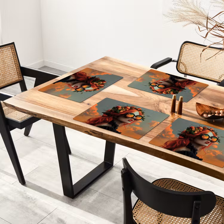 Placemat - 6 stuks - Vrouw - Kroon - Tomaat - Bascilicum - Zonnebril — 5