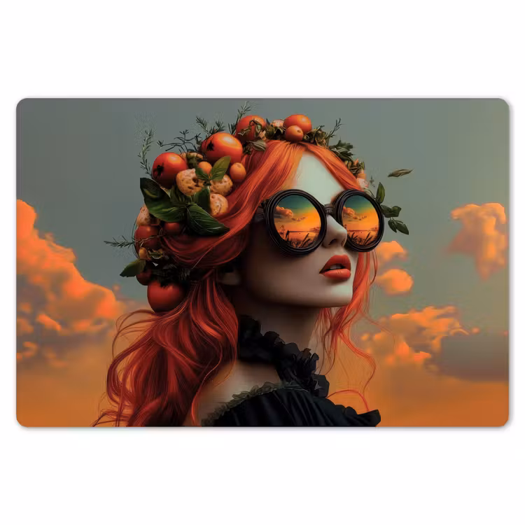 Placemat - 6 stuks - Vrouw - Kroon - Tomaat - Bascilicum - Zonnebril — 7