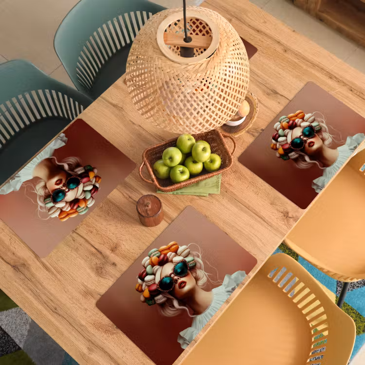 Placemat - 6 stuks - Vrouw - Macarons - Bril — 6