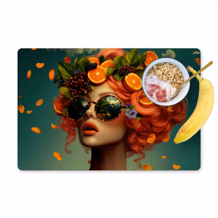 Placemat - 6 stuks - Vrouw - Sinaasappel - Bessen - Oranje — 1