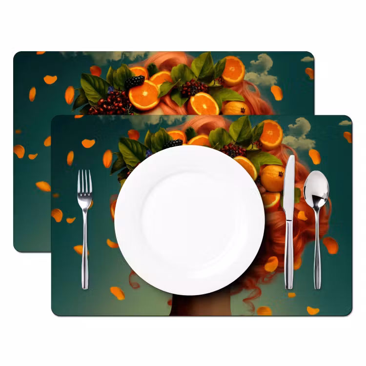 Placemat - 6 stuks - Vrouw - Sinaasappel - Bessen - Oranje — 2