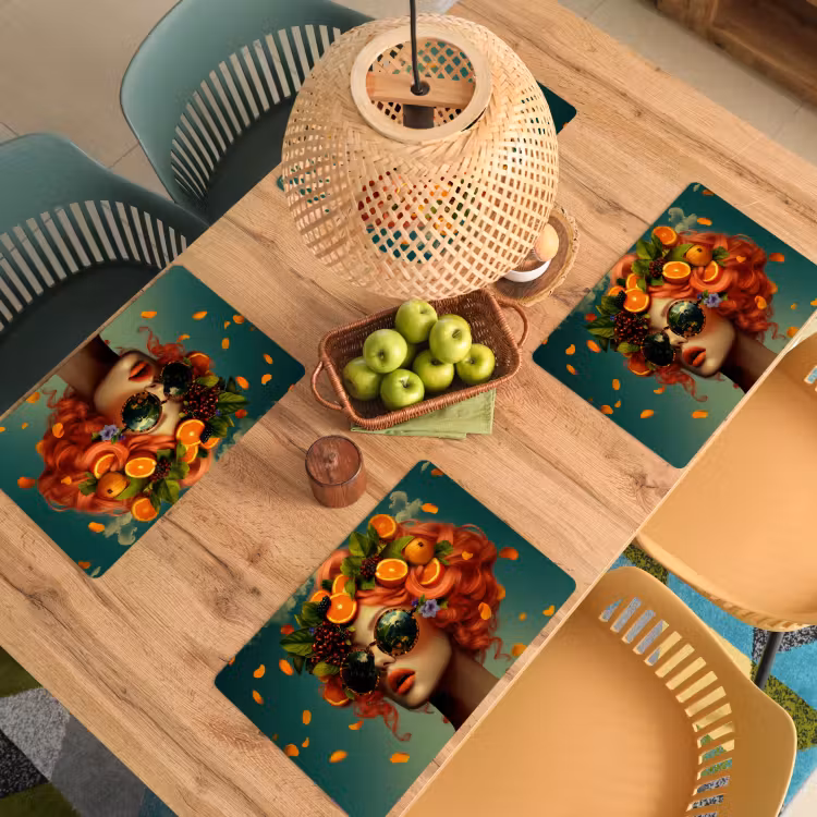 Placemat - 6 stuks - Vrouw - Sinaasappel - Bessen - Oranje — 6