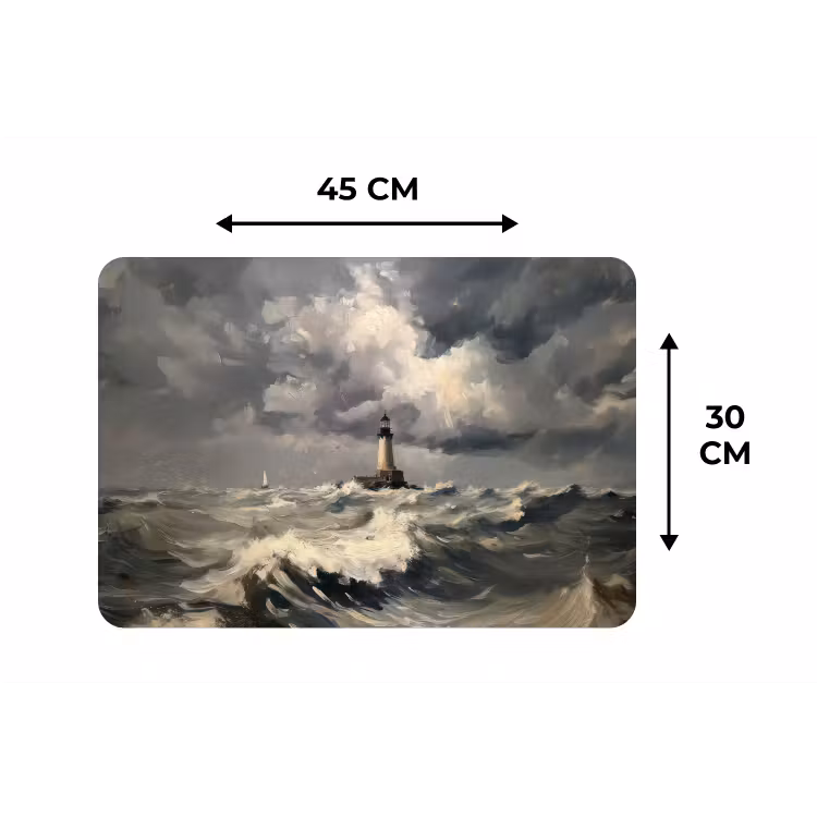 Placemat - 6 stuks - Vuurtoren - Golven - Storm — 3