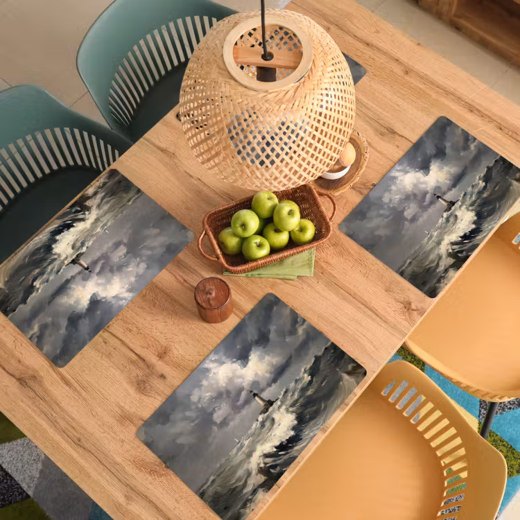 Placemat - 6 stuks - Vuurtoren - Golven - Storm — 6