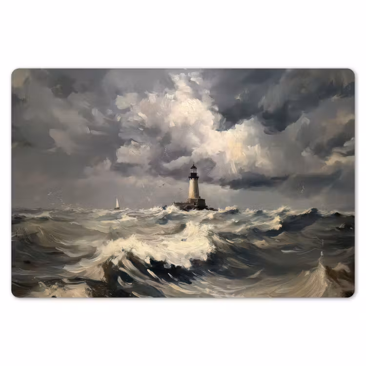 Placemat - 6 stuks - Vuurtoren - Golven - Storm — 7