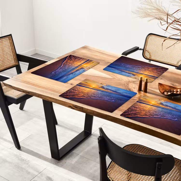 Placemat - 6 stuks - Zee - Strand - Zonsondergang - Wolken - Horizon — 5