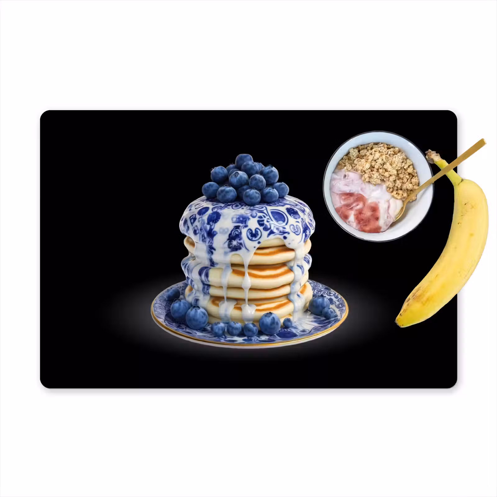 Placemat - 6 stuks - Pannenkoeken - Blauwe Bessen - Bord — 1