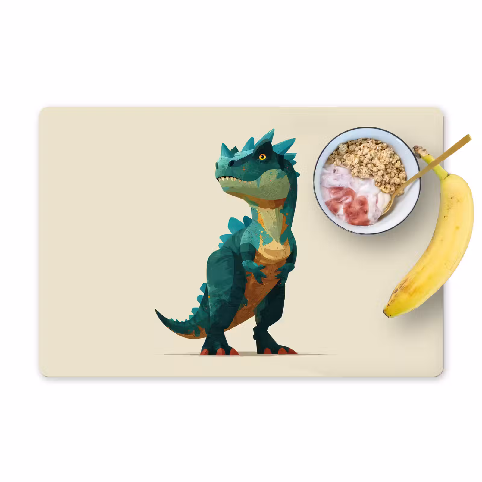Placemat - 6 stuks - Stekels - Dino - Blauw - Gespierd — 1