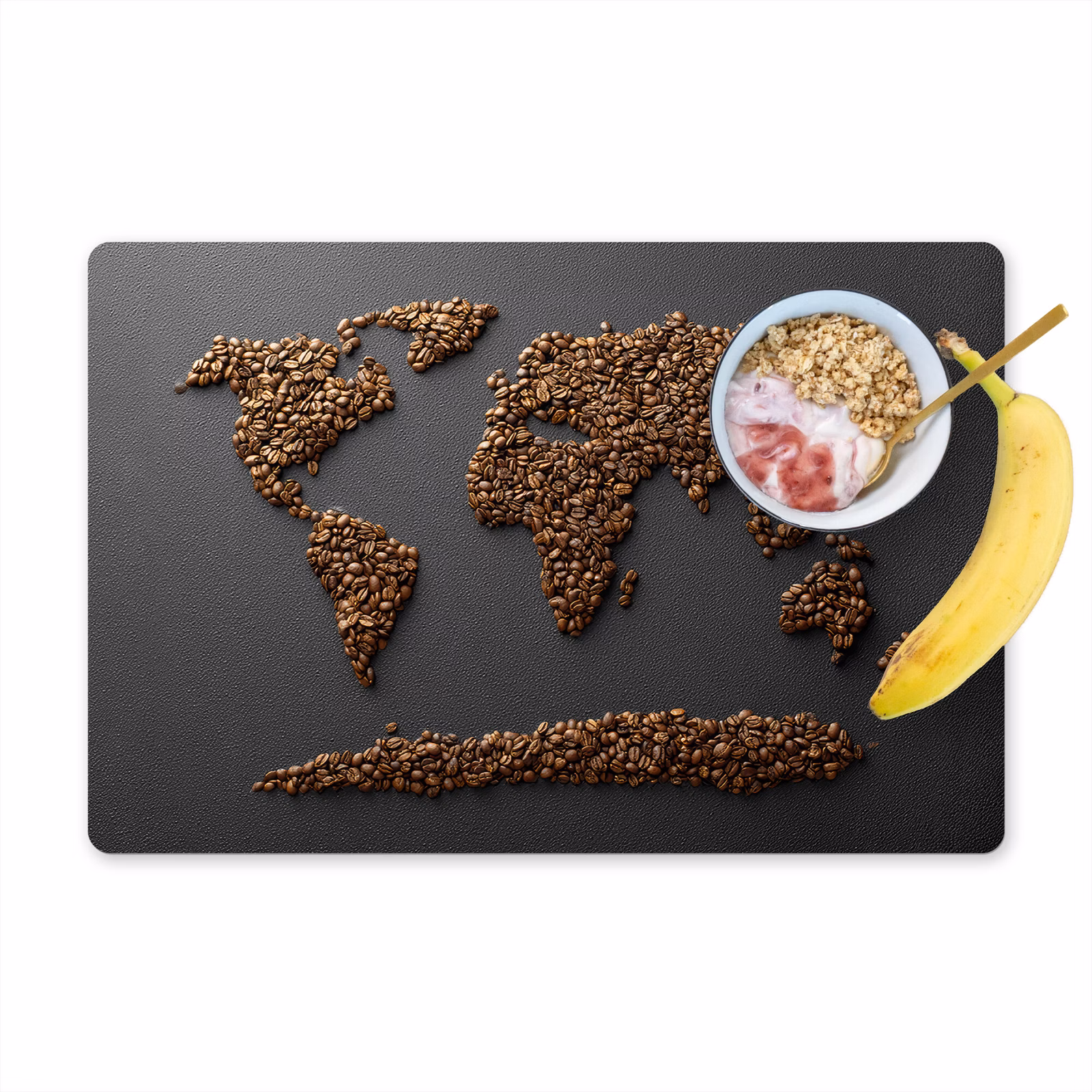 Placemat - 6 stuks - Wereldkaart - Koffie - Grijs — 1