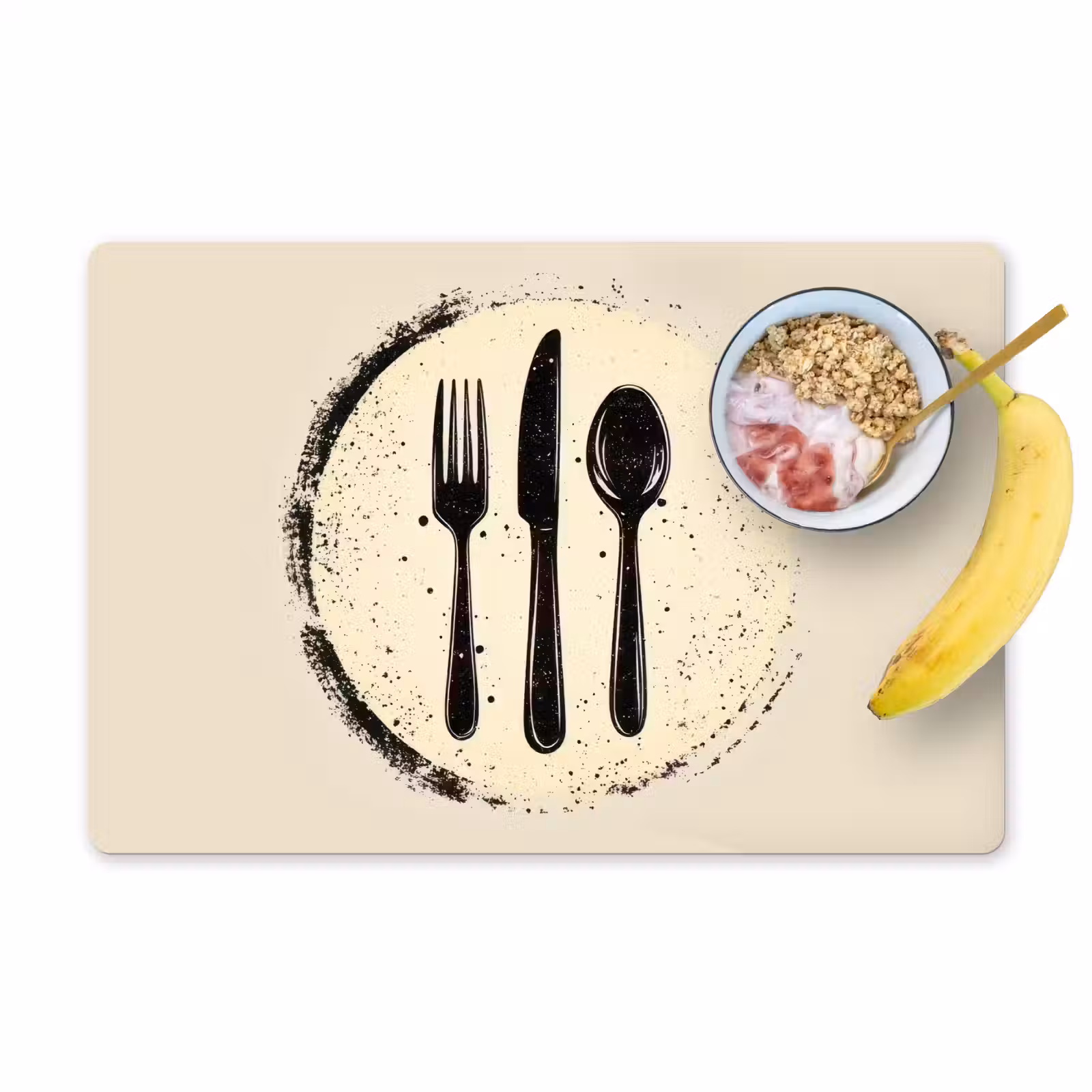 Placemat - 6 stuks - Zwart - Bestek - Rondje — 1