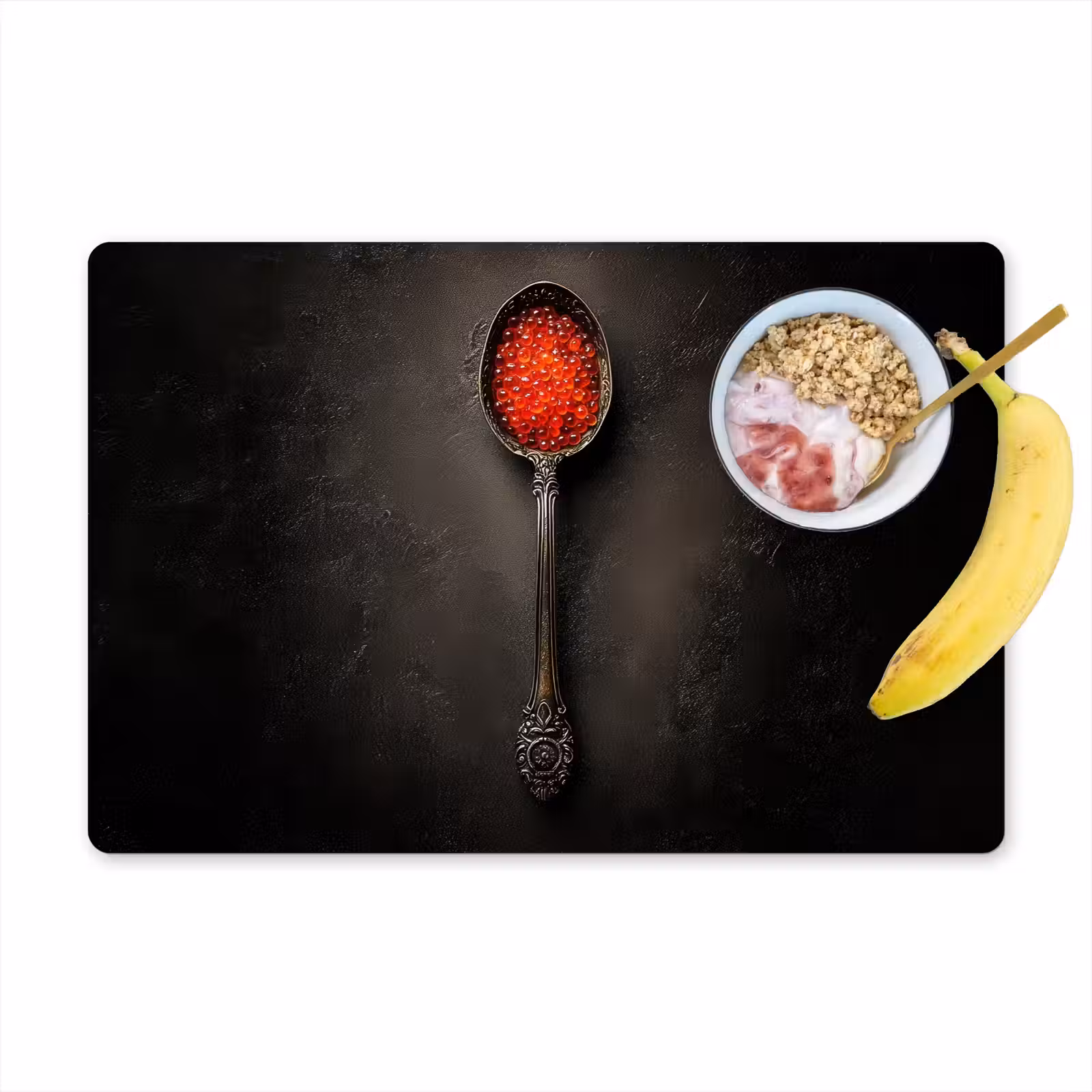 Placemat - 6 stuks - Zwart - Lepel - Caviar — 1