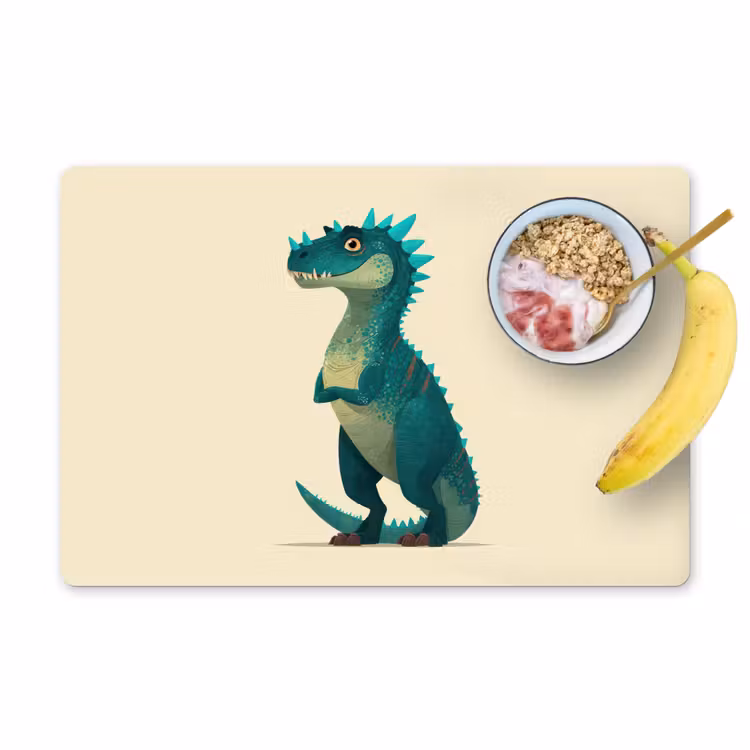 Placemat - 6 stuks - Dinosaurus - Turquoise - Stekels — 1