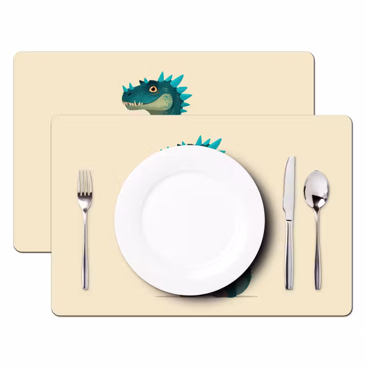 Placemat - 6 stuks - Dinosaurus - Turquoise - Stekels — 2