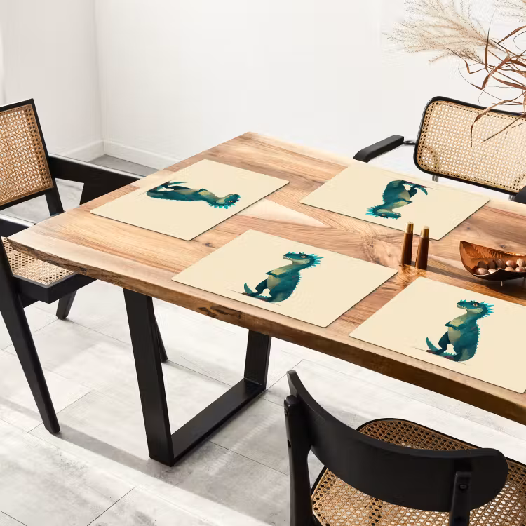 Placemat - 6 stuks - Dinosaurus - Turquoise - Stekels — 5