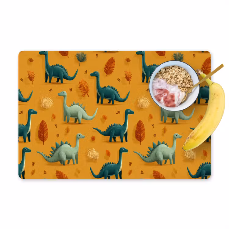 Placemat - 6 stuks - Dinosaurussen - Stekels - Herfstbladeren - Bruin — 1