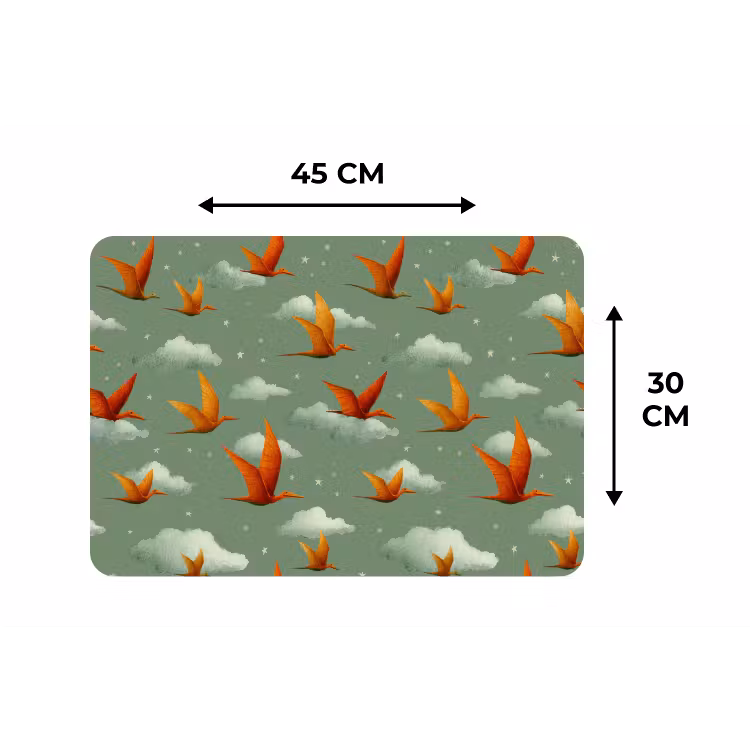 Placemat - 6 stuks - Dinosaurussen - Wolken - Sterren - Oranje — 3