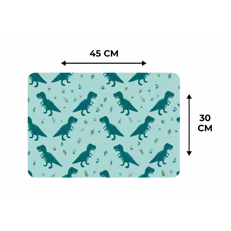 Placemat - 6 stuks - Donkergroen - Dinosaurussen - Afdrukken - Bladeren — 3