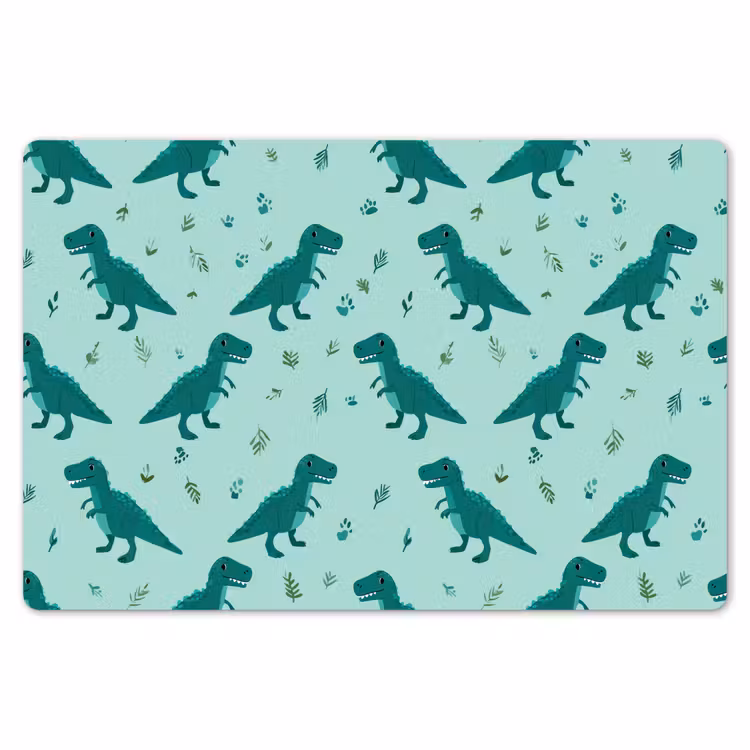 Placemat - 6 stuks - Donkergroen - Dinosaurussen - Afdrukken - Bladeren — 7