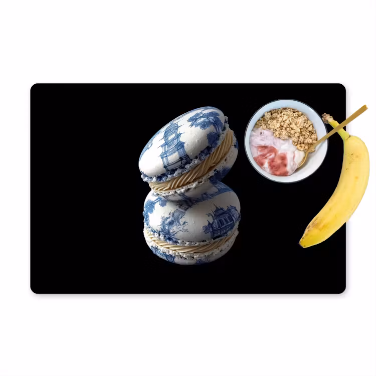 Placemat - 6 stuks - Eten - Macarons - Delfts blauw - Koekjes — 1