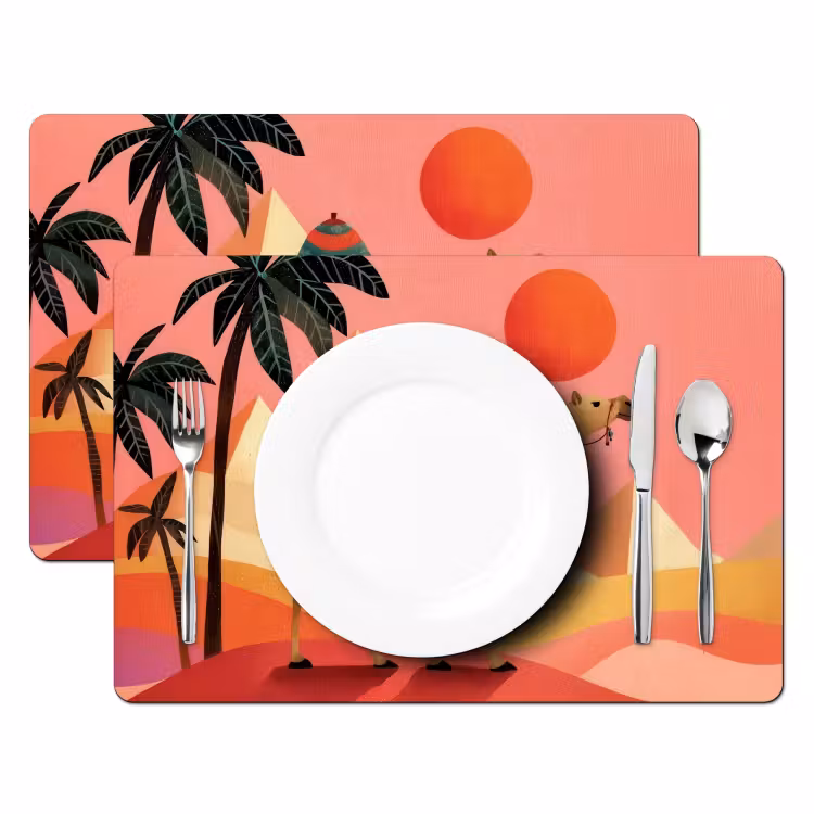 Placemat - 6 stuks - Kameel - Pyramides - Rode zon — 2