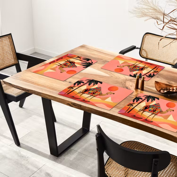 Placemat - 6 stuks - Kameel - Pyramides - Rode zon — 5