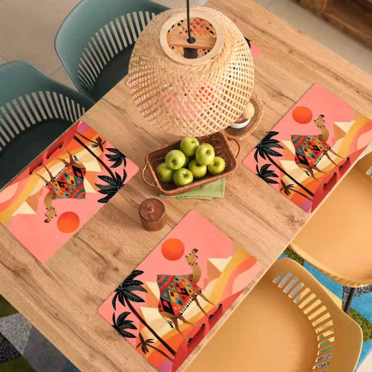 Placemat - 6 stuks - Kameel - Pyramides - Rode zon — 6