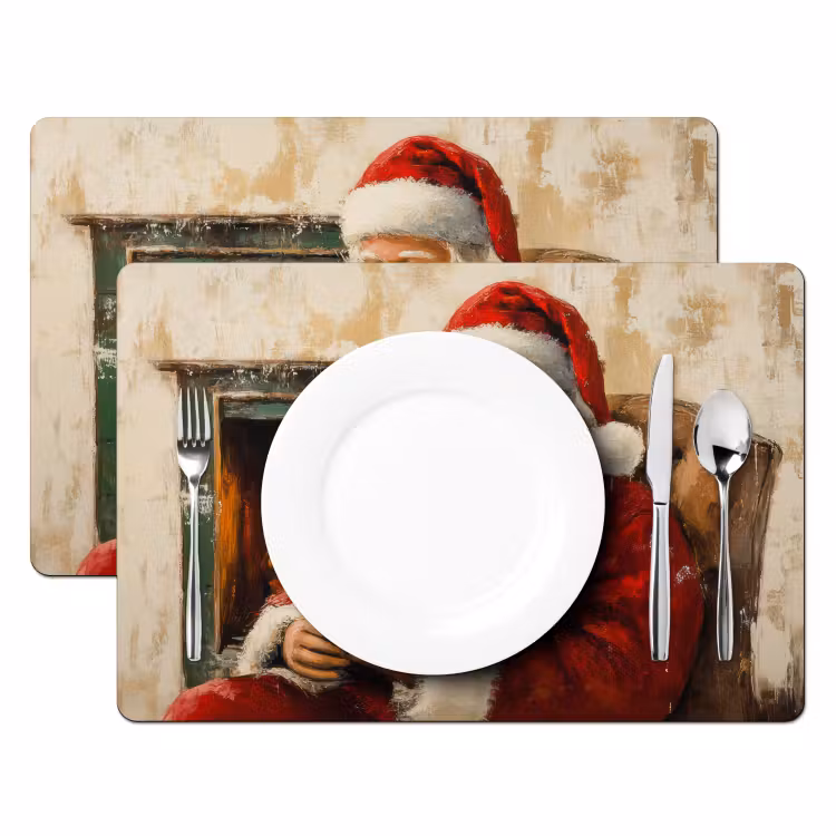 Placemat - 6 stuks - Kerst - Kerstman - Winter - Open Haard — 2