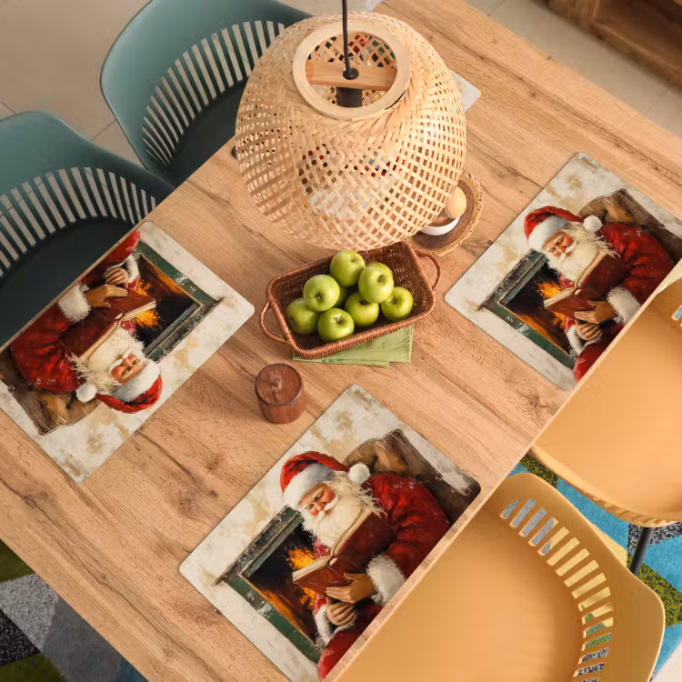 Placemat - 6 stuks - Kerst - Kerstman - Winter - Open Haard — 6