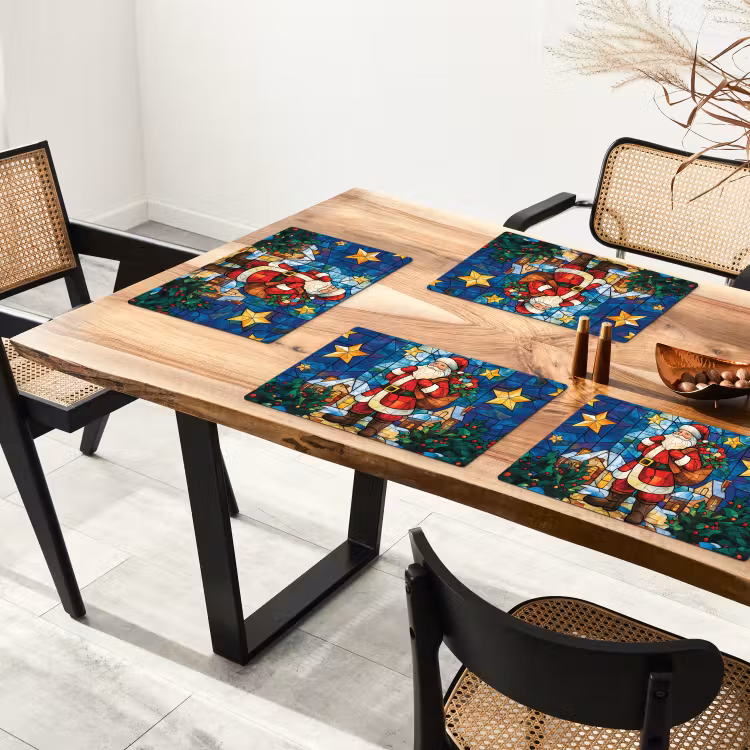Placemat - 6 stuks - Kerstman - Glas - Kleurrijk — 5