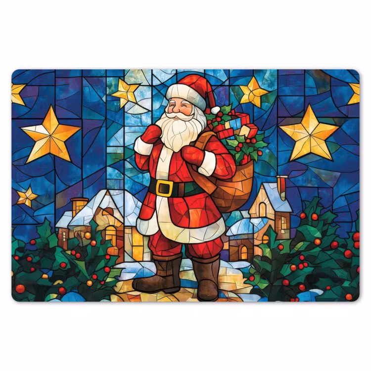 Placemat - 6 stuks - Kerstman - Glas - Kleurrijk — 7
