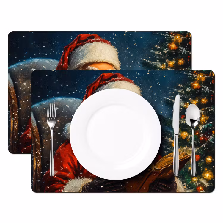 Placemat - 6 stuks - Kerstman - Kerst - Winter - Kerstboom — 2