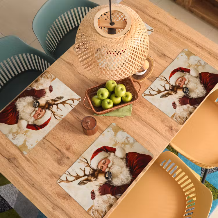 Placemat - 6 stuks - Kerstman - Rendier - Kerst - Christmas — 6