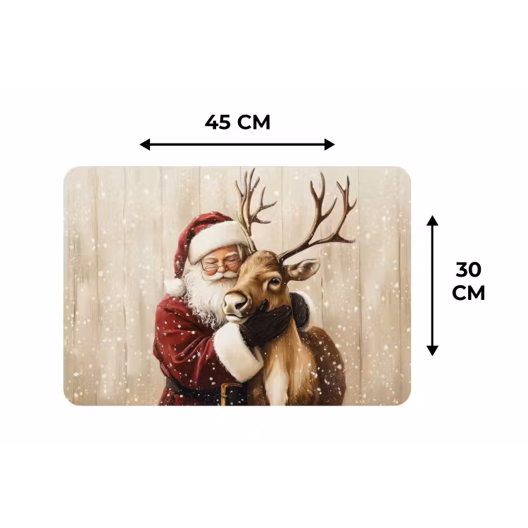 Placemat - 6 stuks - Kerstman - Rendier - Sneeuw - Kleurrijk — 3