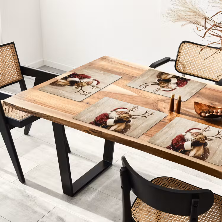 Placemat - 6 stuks - Kerstman - Rendier - Sneeuw - Kleurrijk — 5