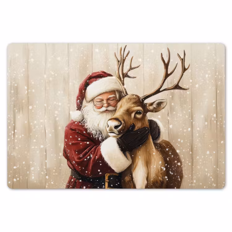Placemat - 6 stuks - Kerstman - Rendier - Sneeuw - Kleurrijk — 7