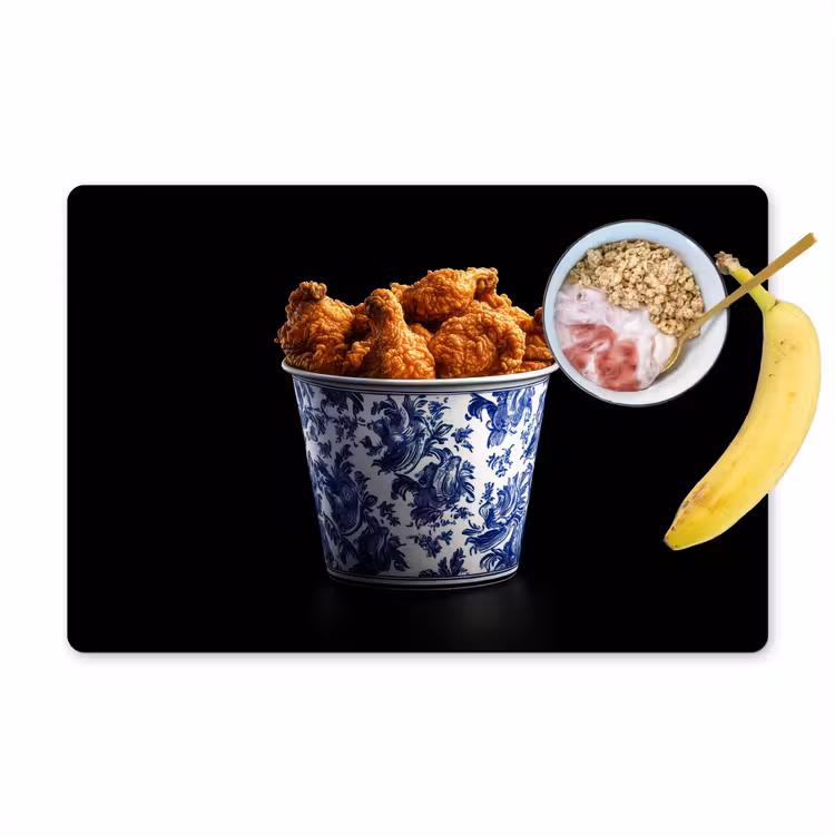 Placemat - 6 stuks - Kip - Bucket - Delfts blauw - Lekker — 1