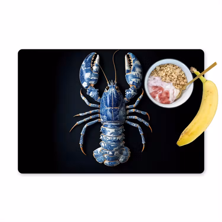 Placemat - 6 stuks - Kreeft - Delftsblauw - Schild - Stoer — 1