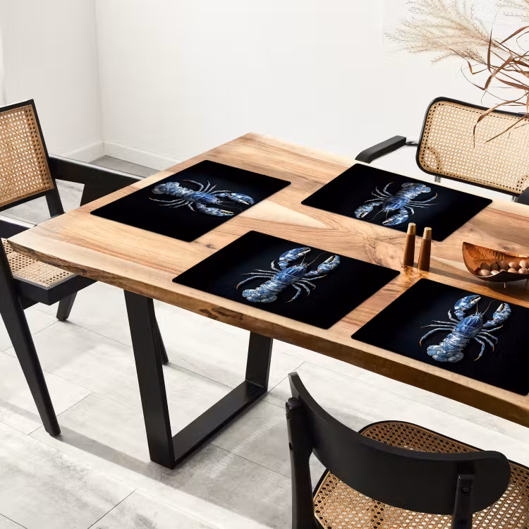 Placemat - 6 stuks - Kreeft - Delftsblauw - Schild - Stoer — 5