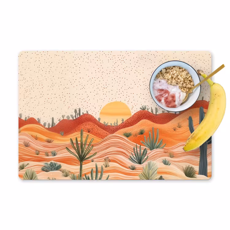 Placemat - 6 stuks - Landschap - Heuvels - Zonsondergang — 1