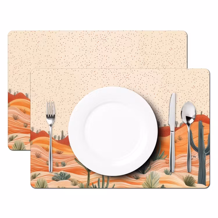 Placemat - 6 stuks - Landschap - Heuvels - Zonsondergang — 2