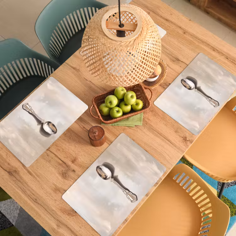 Placemat - 6 stuks - Lepel - Verf - Zilver — 6