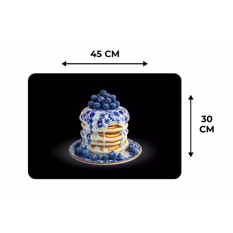 Placemat - 6 stuks - Pannenkoeken - Blauwe Bessen - Bord — 3