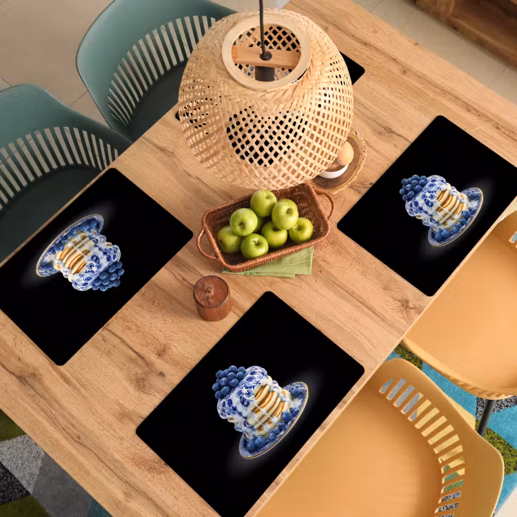 Placemat - 6 stuks - Pannenkoeken - Blauwe Bessen - Bord — 6