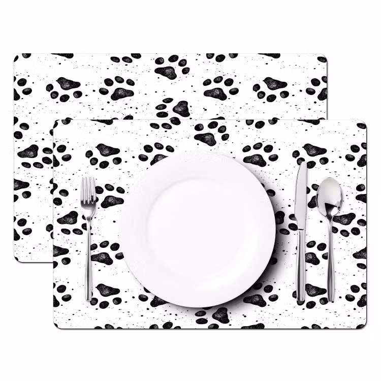 Placemat - 6 stuks - Paw - Pattern -Black — 2